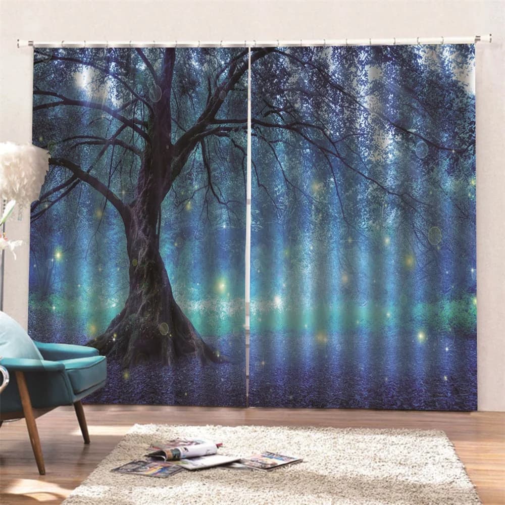 3D Digital Scenery Print Blackout Ready Made Curtains For Living Room Bedroom by BeddingInn