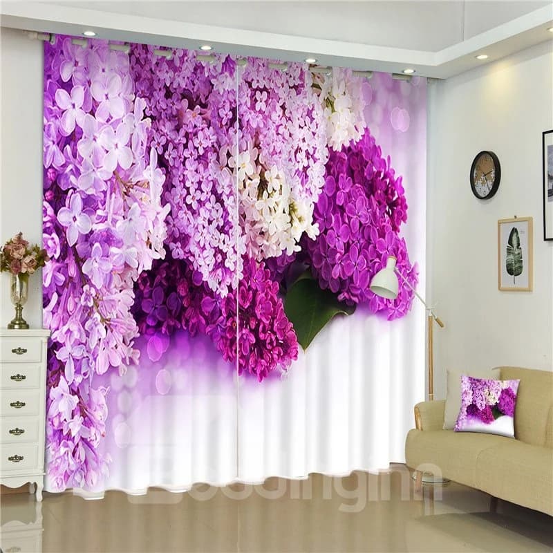 3D Flowers Collected Printed 2 Panels Decorative Custom Living Room Curtain by BeddingInn