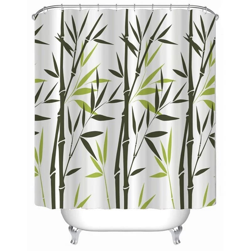 3D Green Bamboos Printed Polyester Waterproof Antibacterial and Eco-friendly Shower Curtain by BeddingInn