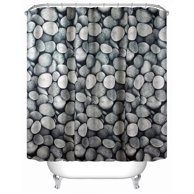 3D Grey Stones Printed Polyester Waterproof Antibacterial and Eco-friendly Shower Curtain by BeddingInn