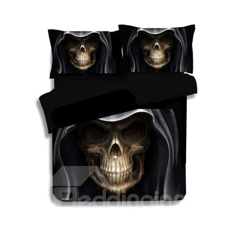 3D Hip Hop Skull Printed Polyester 3-Piece Black Bedding Sets/Duvet Covers by BeddingInn