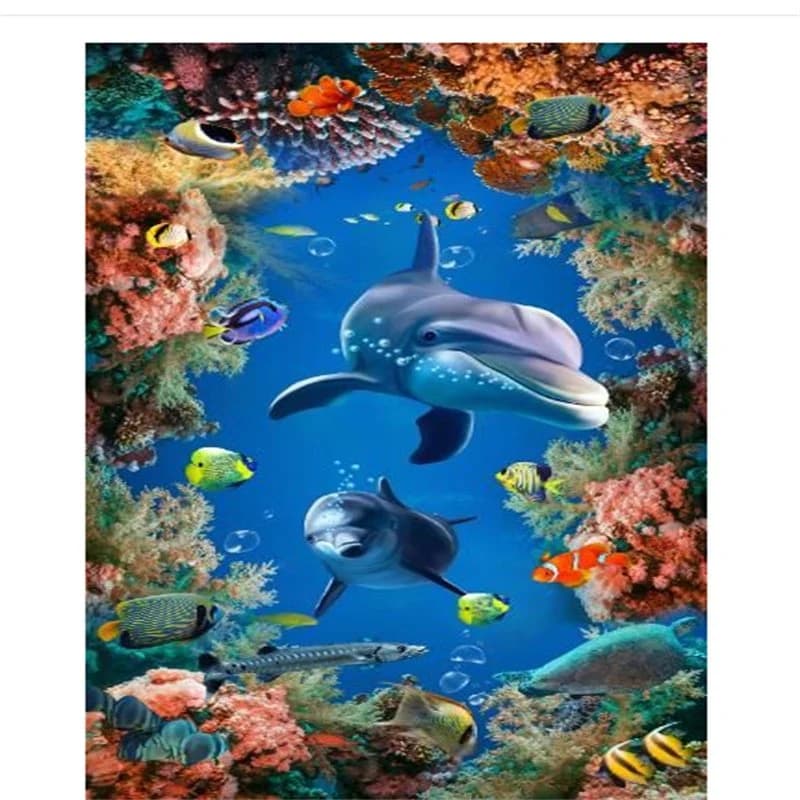 3D Ocean Scenery Floor Murals Peel and Stick Wall Stickers Wall Murals Art Wallpaper Self-Adhesive Large Wall Stickers Children¡¯s Room Wall Mural by BeddingInn