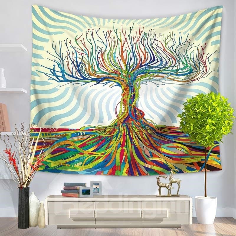 3D Oil Painting Colorful Tree and Branches Prints Hanging Wall Tapestry by BeddingInn