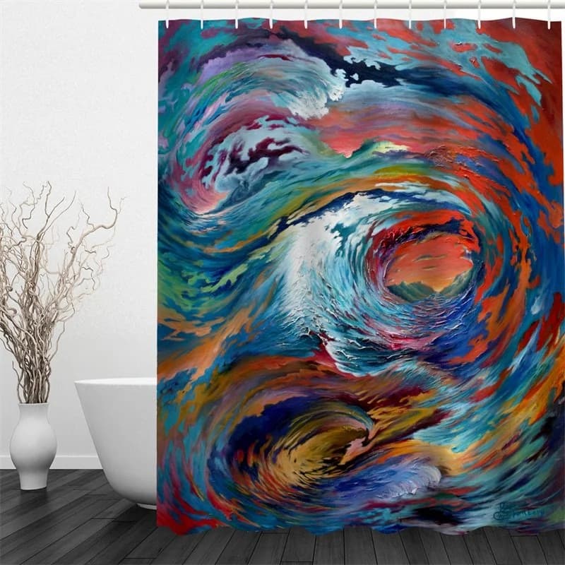 3D Oil Painting Pattern Polyester Waterproof and Eco-friendly Shower Curtain by BeddingInn