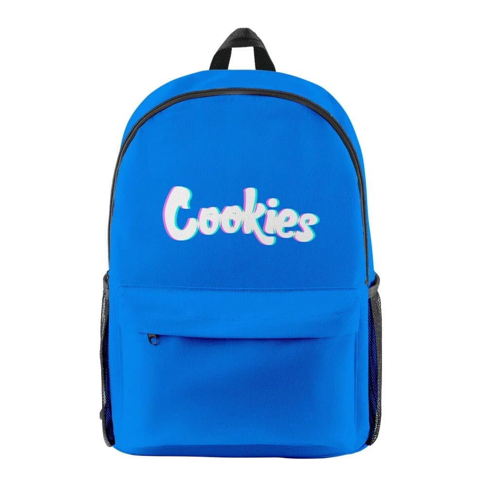 3D Print Cookies Blue Backpack For Teens Children Kids Oxford Rucksack Shoulder Bag by BeddingInn