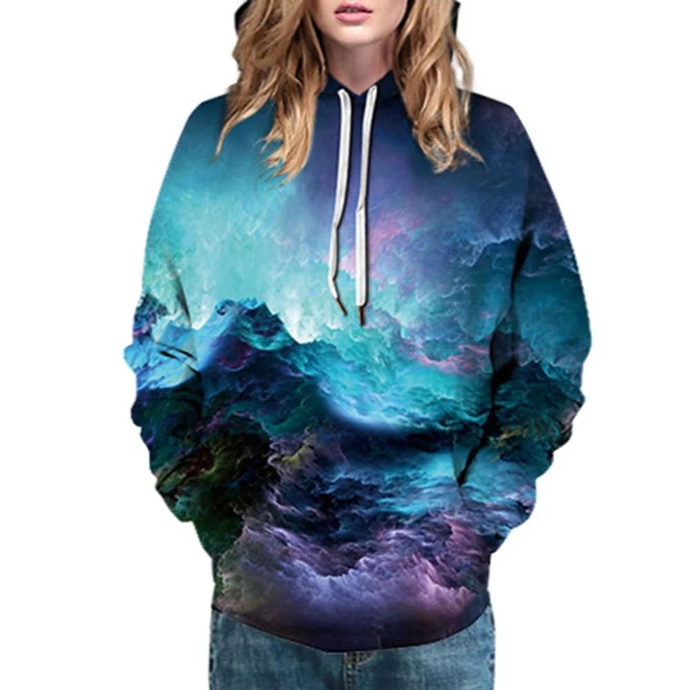 3D Printed Blue Galaxy Men's Hoodie Couple Outfit Unisex Pullover Hoodies Fashion Long Sleeve Loose Sweatshirt Sportswear by BeddingInn