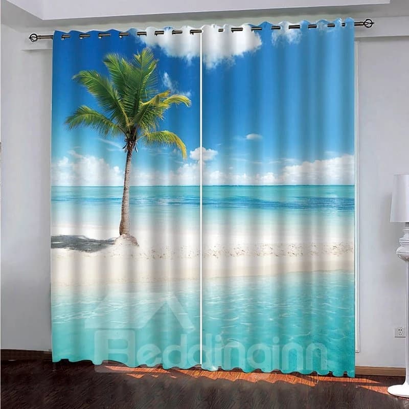 3D Sea Scenery Decorative Fashion Simple Curtain for Living Room Bedroom by BeddingInn