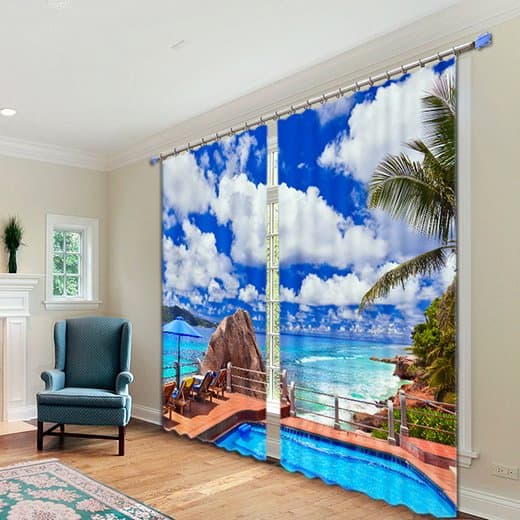 3D Sunny Day Scenery Polyester Blackout Curtain by BeddingInn