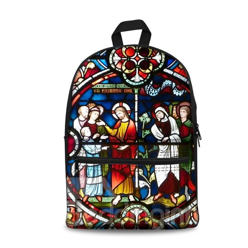 3D Vintage Style Colorful Church Pattern Washable Lightweight School Outdoor Backpack by BeddingInn