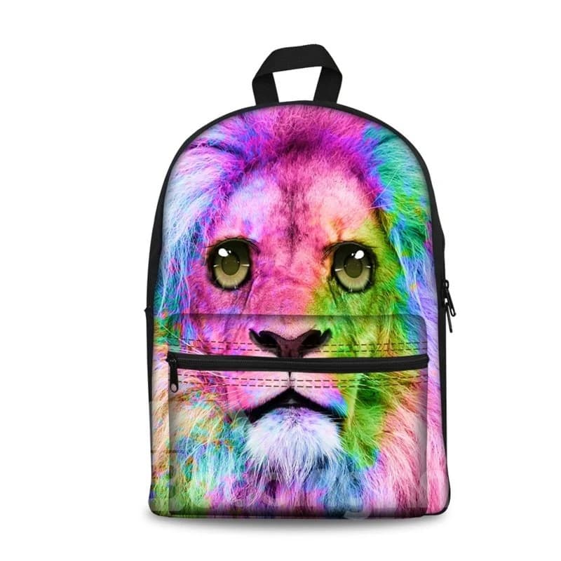 3D Vivid Colorful Lion Eyes School Backpack for Boys Girls Fashion Durable Book Bag by BeddingInn