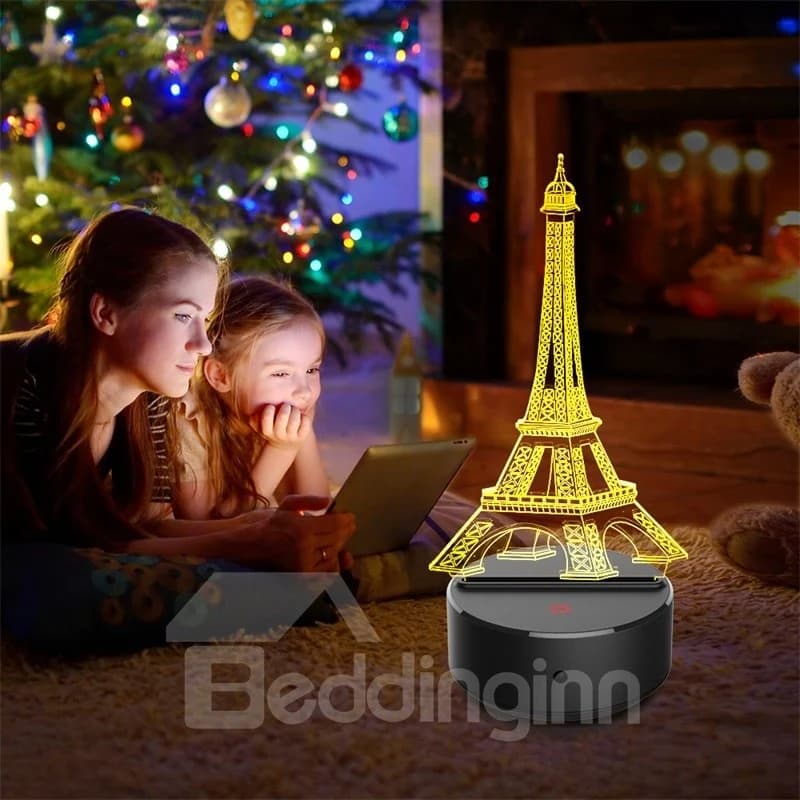 7 Colors Remote Control Classic Eiffel Tower 3D Light LED Table Lamp Night Light/Lamp by BeddingInn