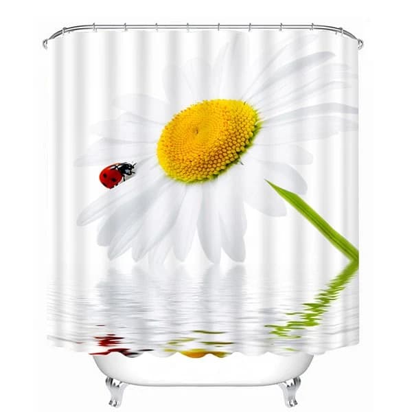 A Lovely White Daisy Print 3D Shower Curtain by BeddingInn