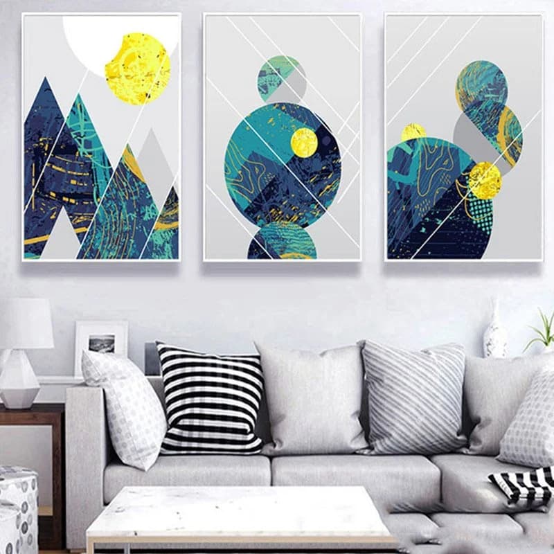 Abstract Mountain in Daytime Canvas Prints Wall Art Paintings Abstract Geometry Wall Artworks Pictures for Living Room Bedroom Decoration 3 Panels… by BeddingInn