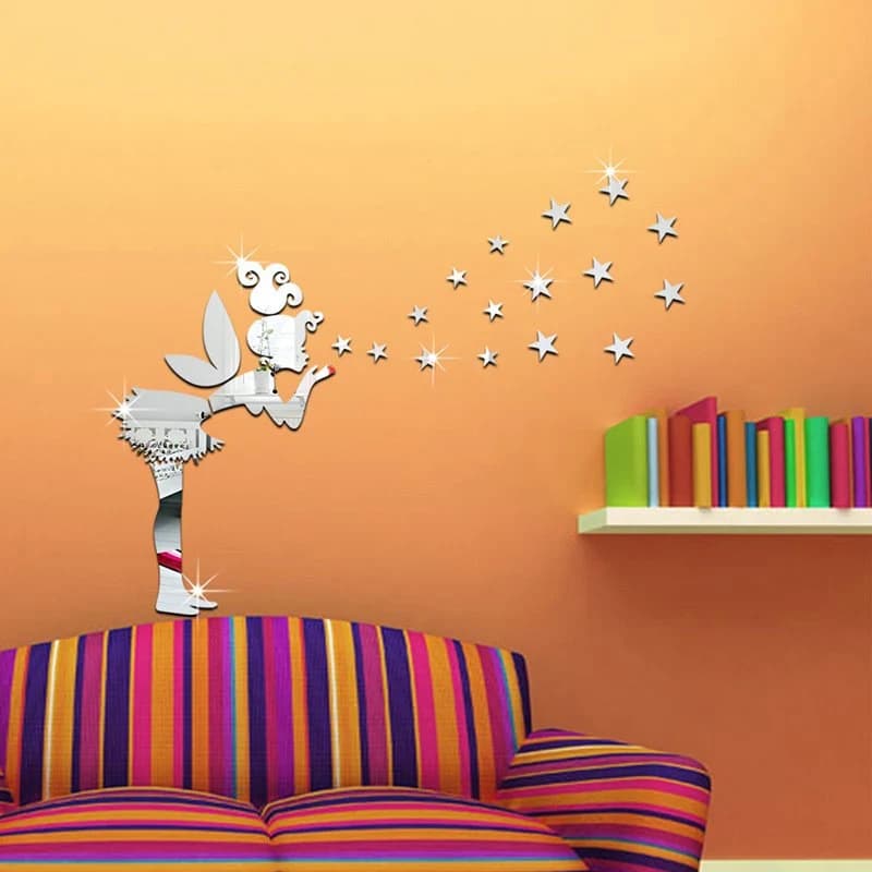 Acrylic Mirror Self-adhesive 3D Wall Stickers with Stars Girls Living Room Bedroom Children's Room School Kindergarten Decorative Painting by BeddingInn