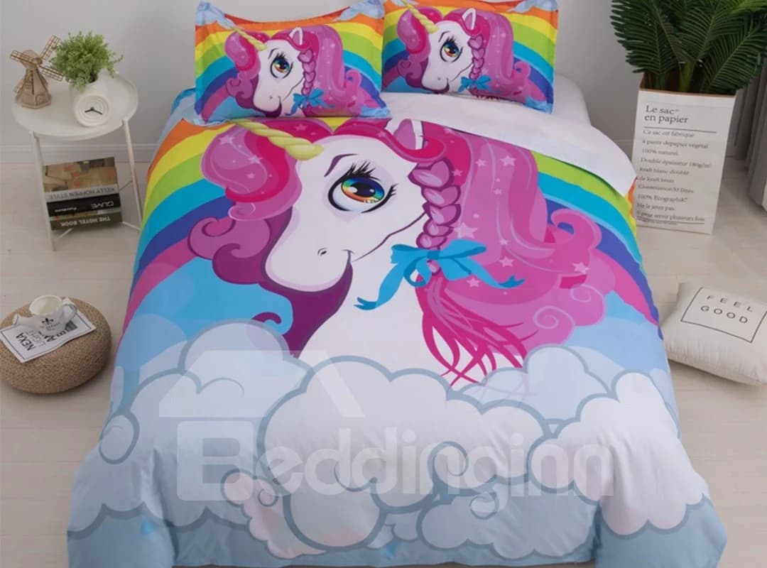 Aesthetic unicorn And Brightly Colored Printed 3-Piece 3D Bedding Sets/Duvet Covers by BeddingInn