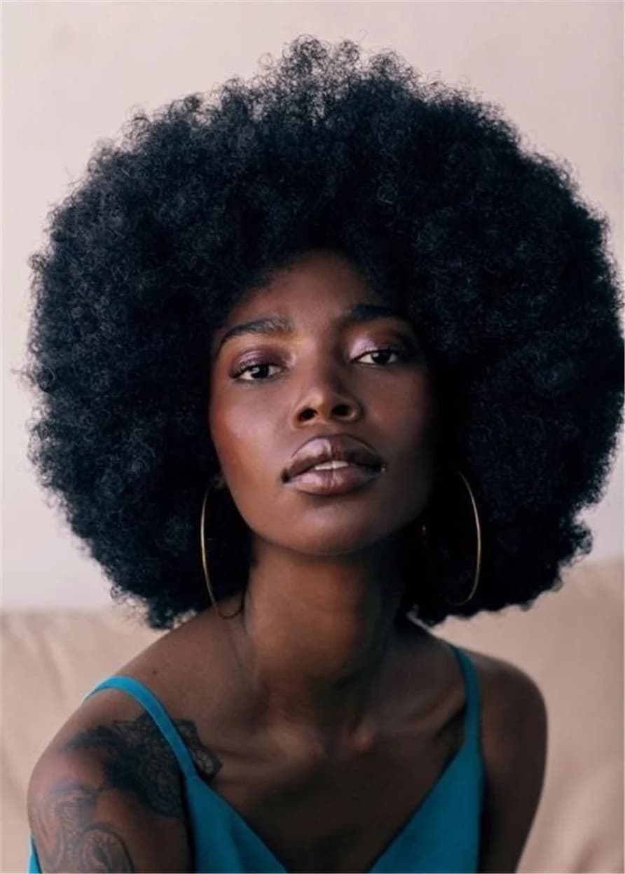 African American Women's Afro Curly Synthetic Hair Capless Wigs 12Inch by BeddingInn