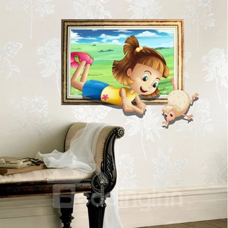 Amazing Creative 3D Pretty Girl Design Wall Sticker by BeddingInn