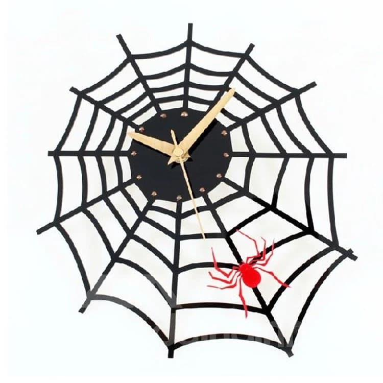 Amazing Creative Spider Web Acrylic Wall Clock by BeddingInn