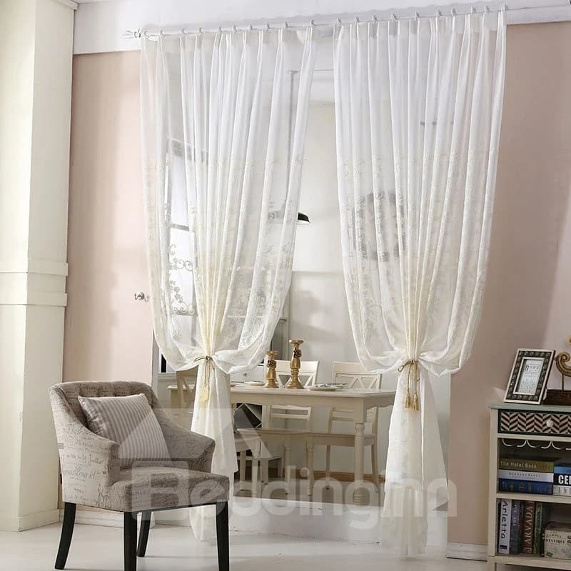American Ins Style Elegant Embroidered Decorative Living Room Custom Semi Sheer Curtains by BeddingInn