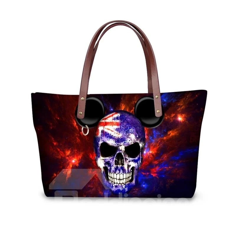 Angry Skeleton UK Flag Waterproof Sturdy 3D Printed for Women Girls Shoulder HandBags by BeddingInn