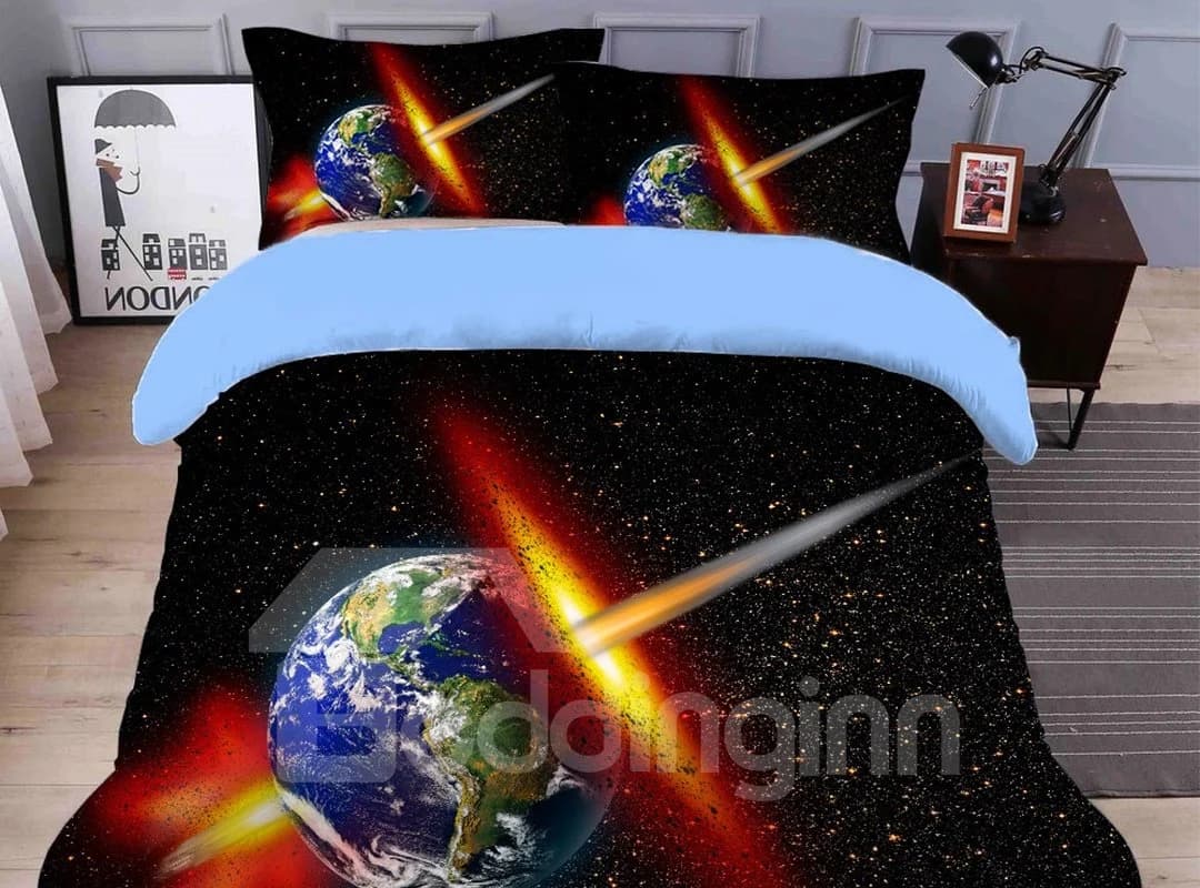 Anti-Allergic And Unfaded Mysterious universe Printed 4-Piece 3D Galaxy Bedding Sets/Duvet Covers by BeddingInn