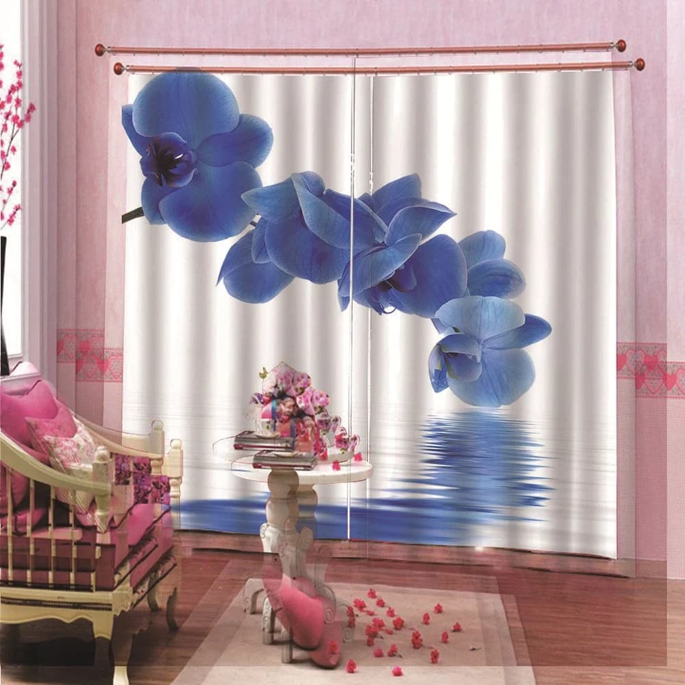Bauhinia Curtains 3D Floral Themed Curtains Drapes 2 Panel Set for Living Room Bedroom Decoration Window by BeddingInn