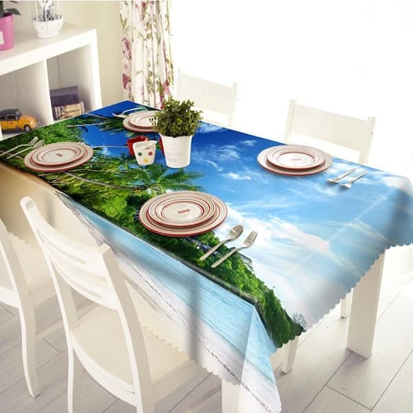 Beautiful Polyester Sandbeach and Sea Scenery Pattern 3D Tablecloth by BeddingInn