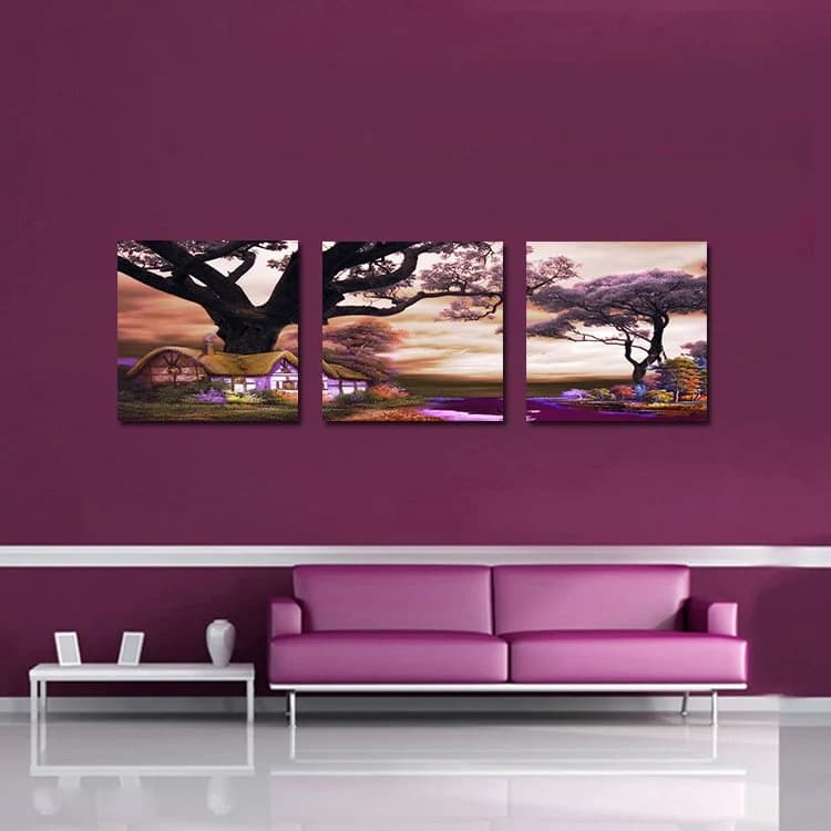 Beautiful Romantic 3-Pieces of Crystal Film Art Wall Print by BeddingInn