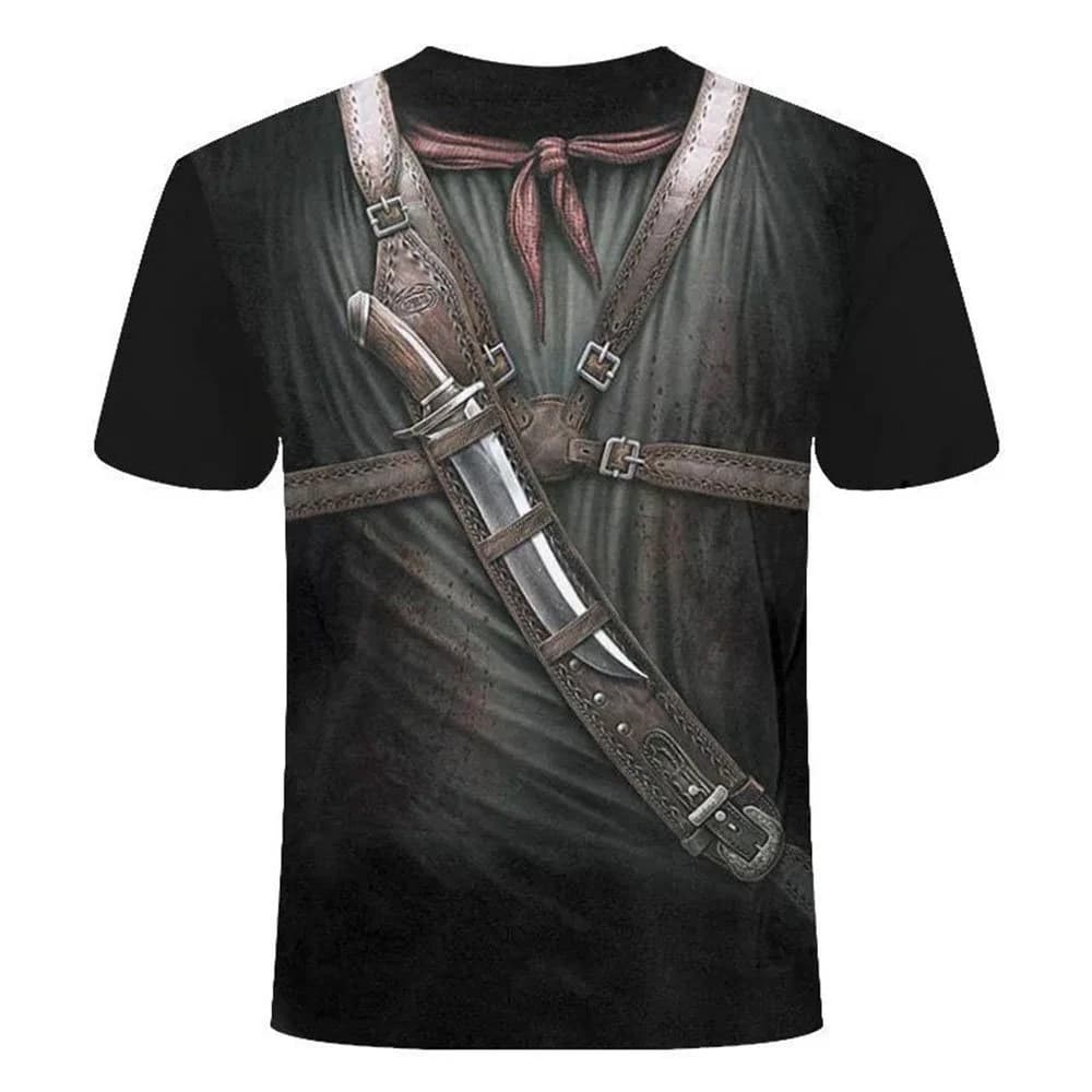 Black 3D Print Sabre Men's T-shirt Creative Casual Couple Outfit Unisex Short Sleeve Round Neck Loose T-shirts by BeddingInn