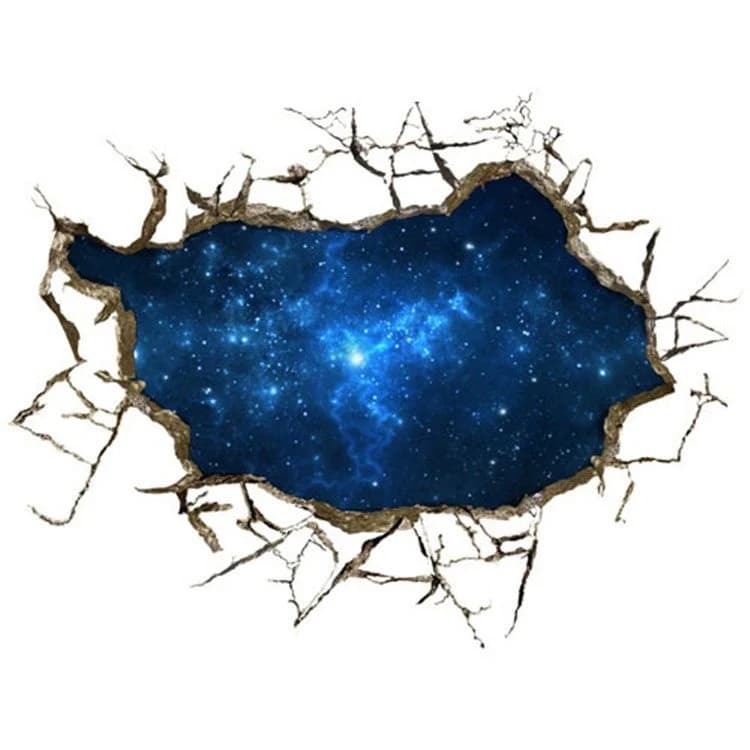 Blue Alluring Creative 3D Broken Starry Sky Scenery Wall Sticker by BeddingInn