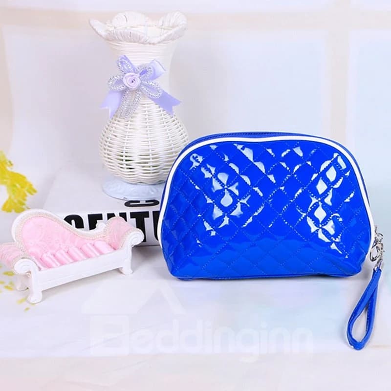 Blue Patent Leather Travel Cosmetic Makeup Bag by BeddingInn