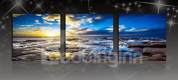 Breath-Taking Sunrise Shining 3-Panel Canvas Wall Art Prints by BeddingInn