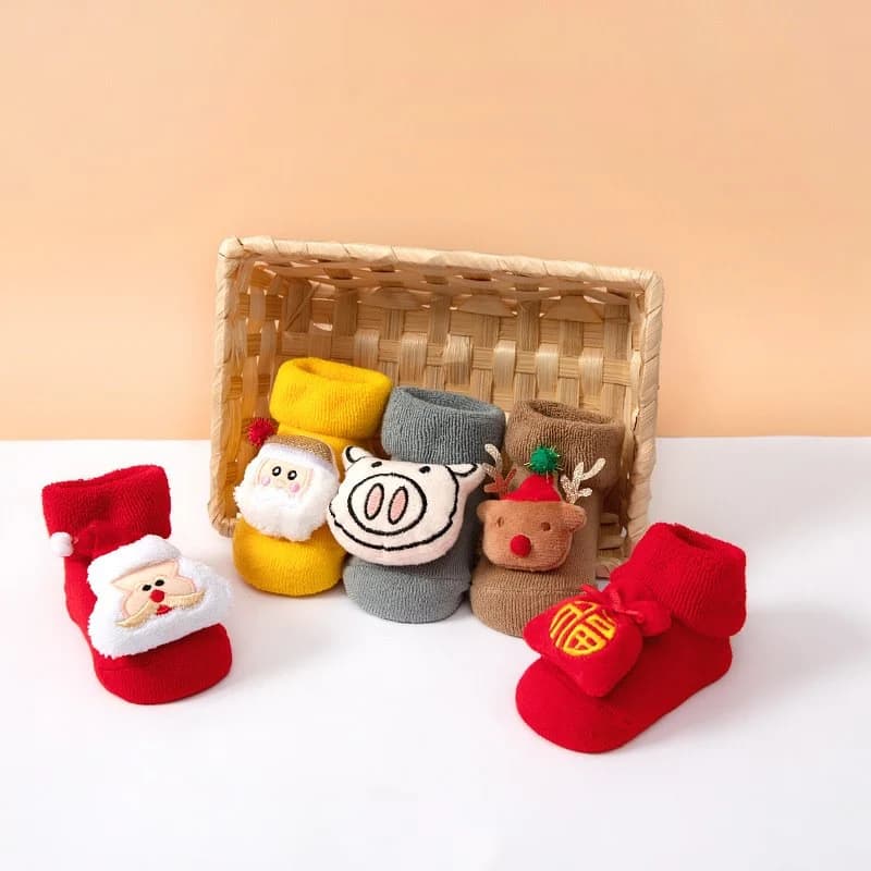 Children's Christmas Socks Thick Cartoon Baby Floor Socks 0-2 Years Old Baby Terry Socks by BeddingInn