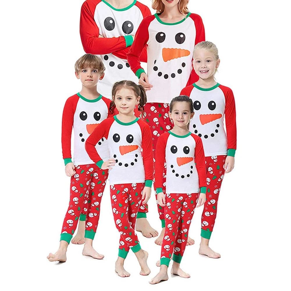Christmas Family Matching Pajamas Set Santa's Deer Sleepwear for The Family Boys and Girls Colorfast Wear-resistant Snowman by BeddingInn