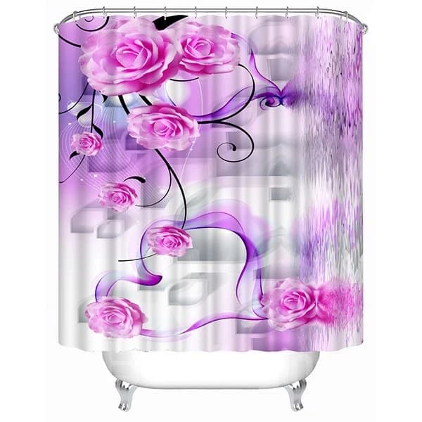 Cirrus and Roses Print 3D Shower Curtain by BeddingInn