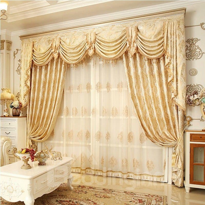 Classic European Beige Embroidered Sheer Curtains for Living Room Bedroom Custom 2 Panels Breathable Voile Drapes No Pilling No Fading No off-lining by BeddingInn