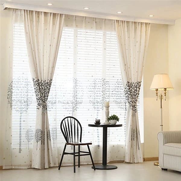 Concise Grey Tree Printing Shading Cloth & Sheer Curtain Sets by BeddingInn