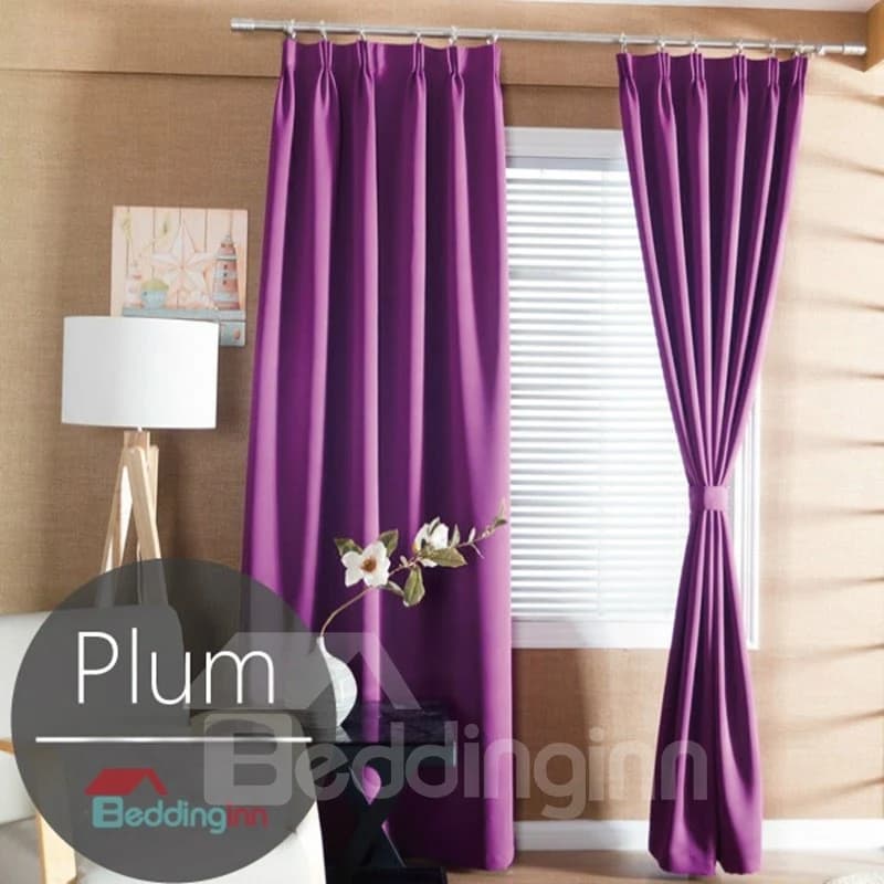 Contemporary Concise Solid Plum Polyester Custom Curtain by BeddingInn