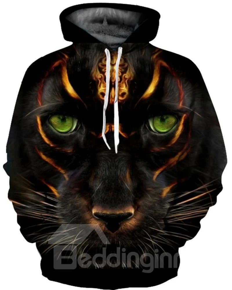 Cool Printed Graphic Loose Model Pullover Kangaroo Pocket 3D Painted Hoodie by BeddingInn
