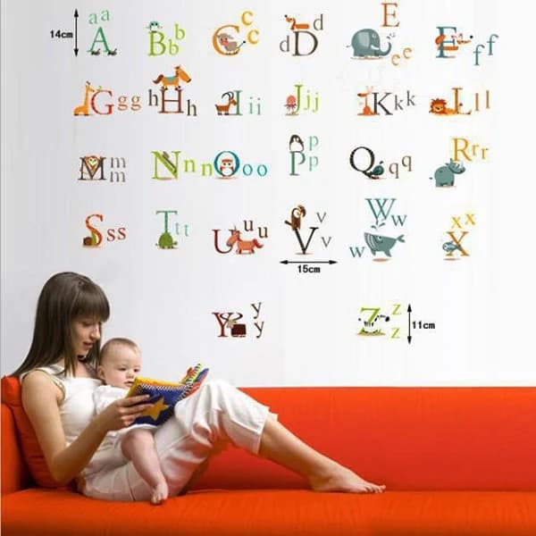 Creative Letters ABC Words with Cartoon Animals Nursery Kidsroom Removable Wall Sticker by BeddingInn