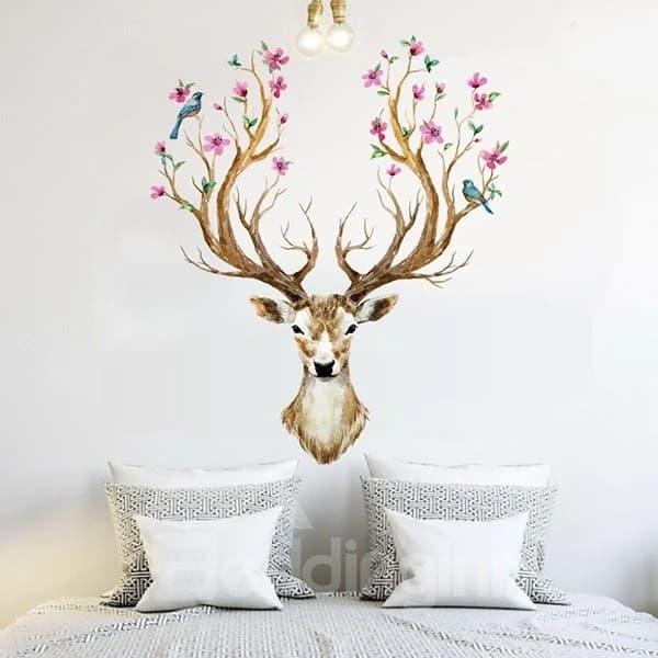 Creative Sika Deer Pattern Home Decorative Wall Sticker by BeddingInn