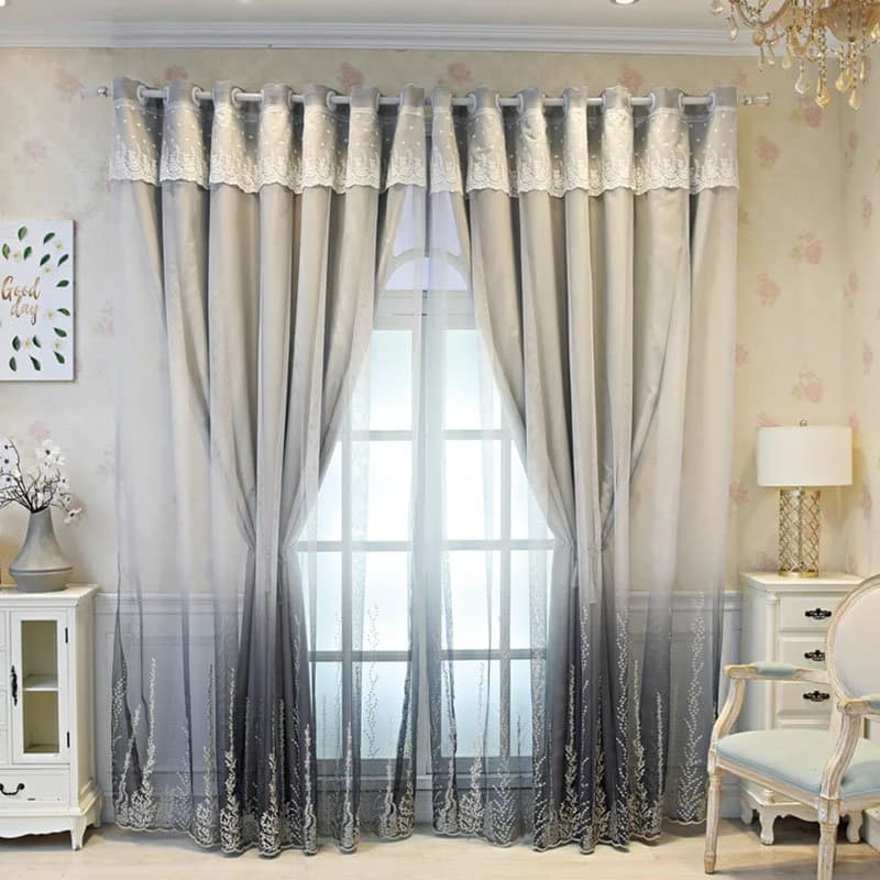Custom European Decoration Blackout Sheer and Lining Curtain Sets for Living Room Bedroom by BeddingInn