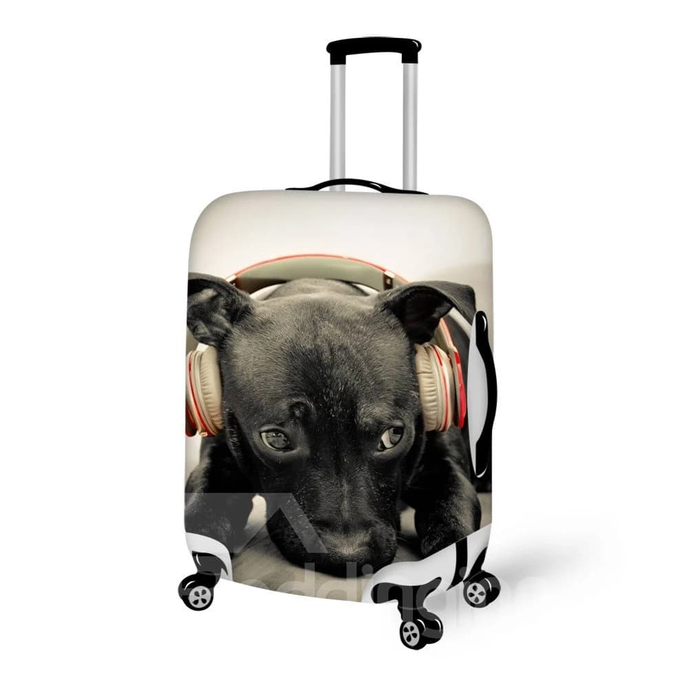 Cute Headset Doggy Pattern 3D Painted Luggage Cover by BeddingInn