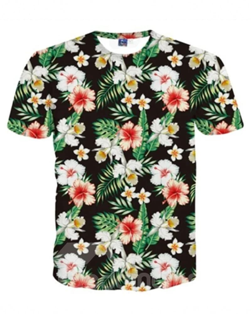 Cute Round Floral Pattern 3D Painted T-Shirt by BeddingInn