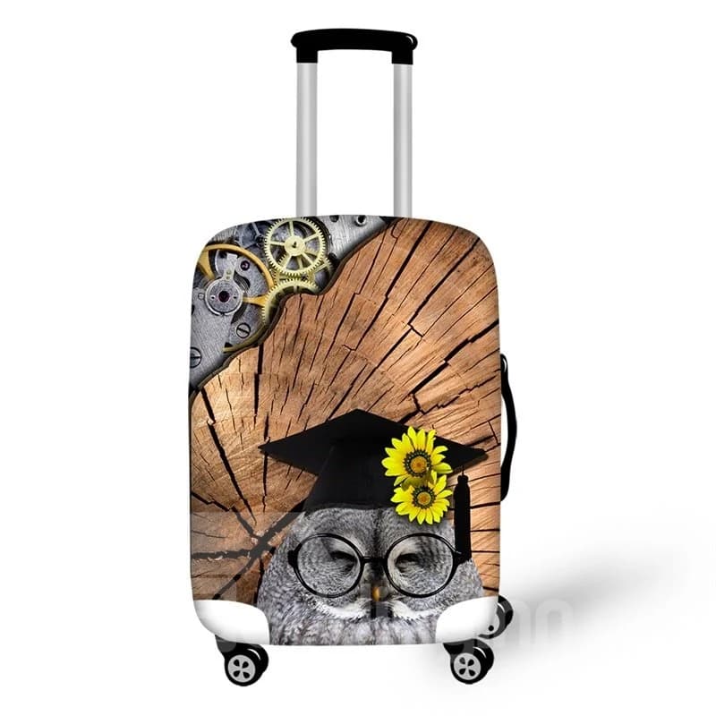Dr. Owl Smile Floral 3D Pattern Suitcase Spandex Cover Protector for 20'' 24'' 28'' by BeddingInn