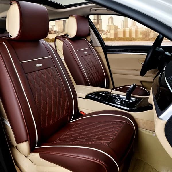 Durable Waterproof Simple Business Style Diamond Patterns With Color Trims 5 Seats Universal Car Covers Fit for Sedan, SUV and Truck by BeddingInn