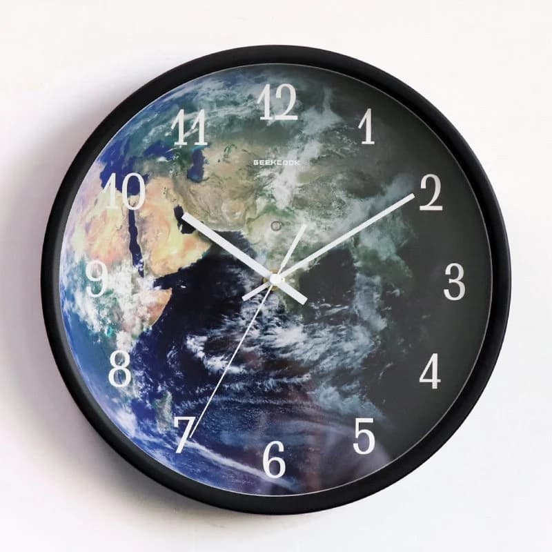 Earth Shape Sound-controlled Induction LED Luminous Wall Clock Silent Movement Accurate Travel Time by BeddingInn