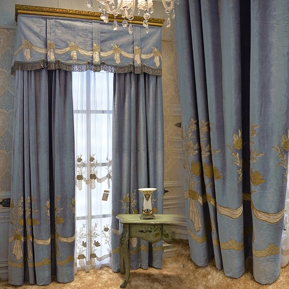 European Embroidery Sheer Curtains Floral Sheer for Living Room Bedroom Decoration Custom 2 Panels Breathable Voile Drapes No Pilling No Fading No off-lining Polyester by BeddingInn