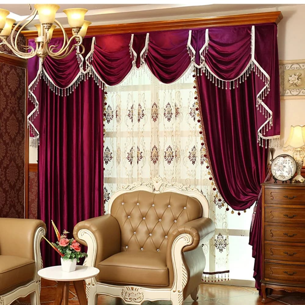 European Grommet Shading Curtains Plain Red Flannelette Blackout Custom 2 Panels Drapes for Living Room Bedroom No Pilling No Fading No off-lining by BeddingInn