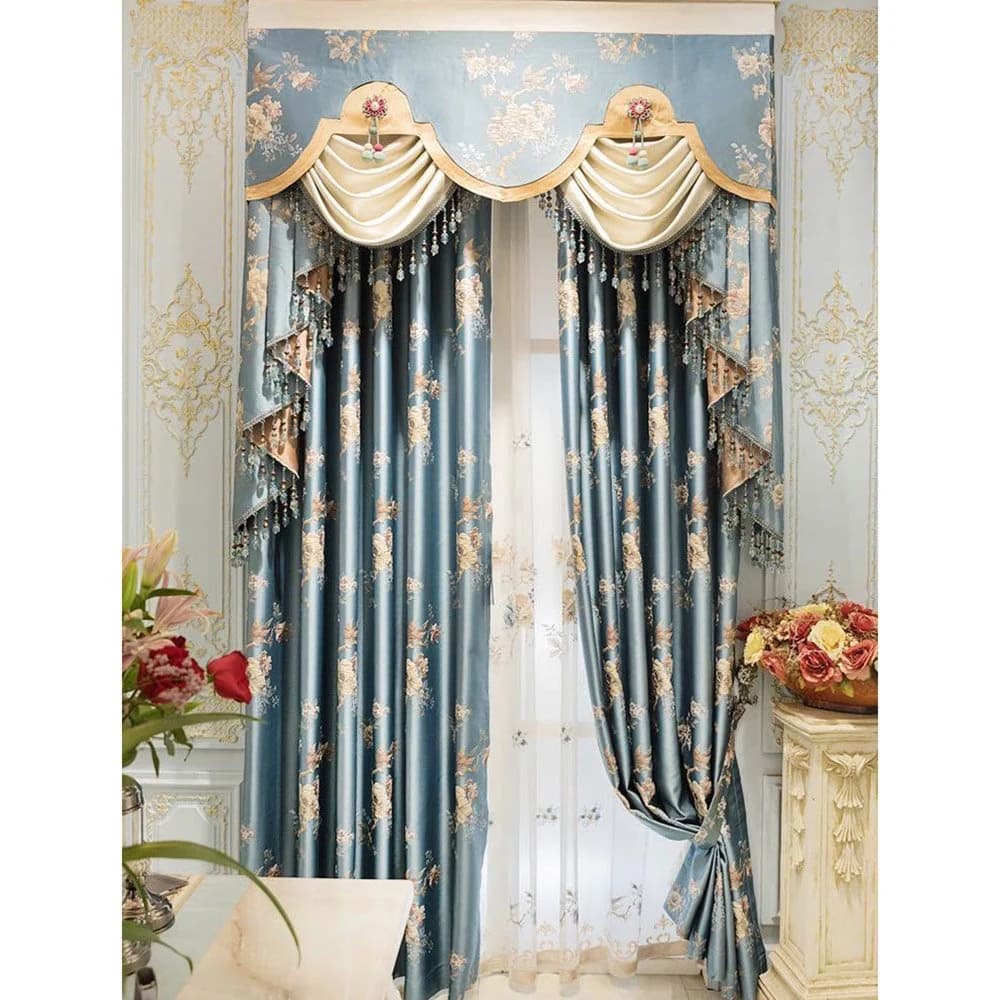 European Jacquard Floral Shading Curtains Noble and Elegant Blackout Curtains for Villa Bedroom Living Room Decoration Custom 2 Panels Breathable Voile Drapes No Pilling No Fading No off-lining High Precision Imitation Silk by BeddingInn
